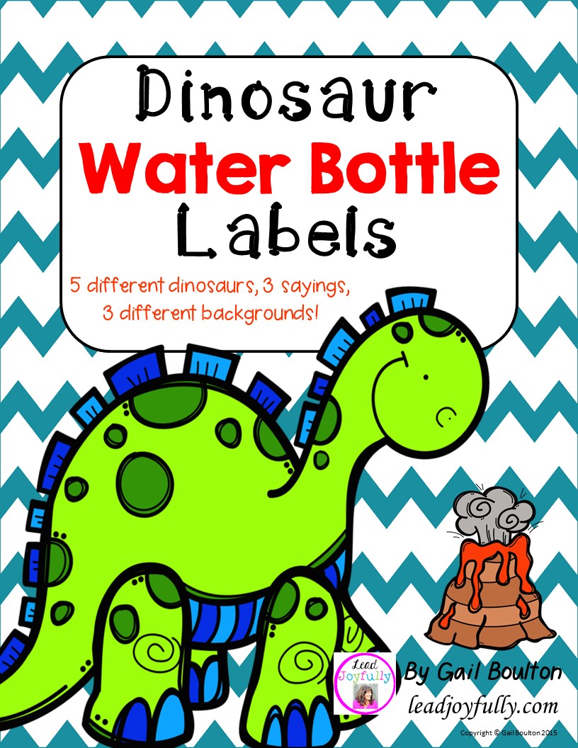 water bottle labels dinosaur theme