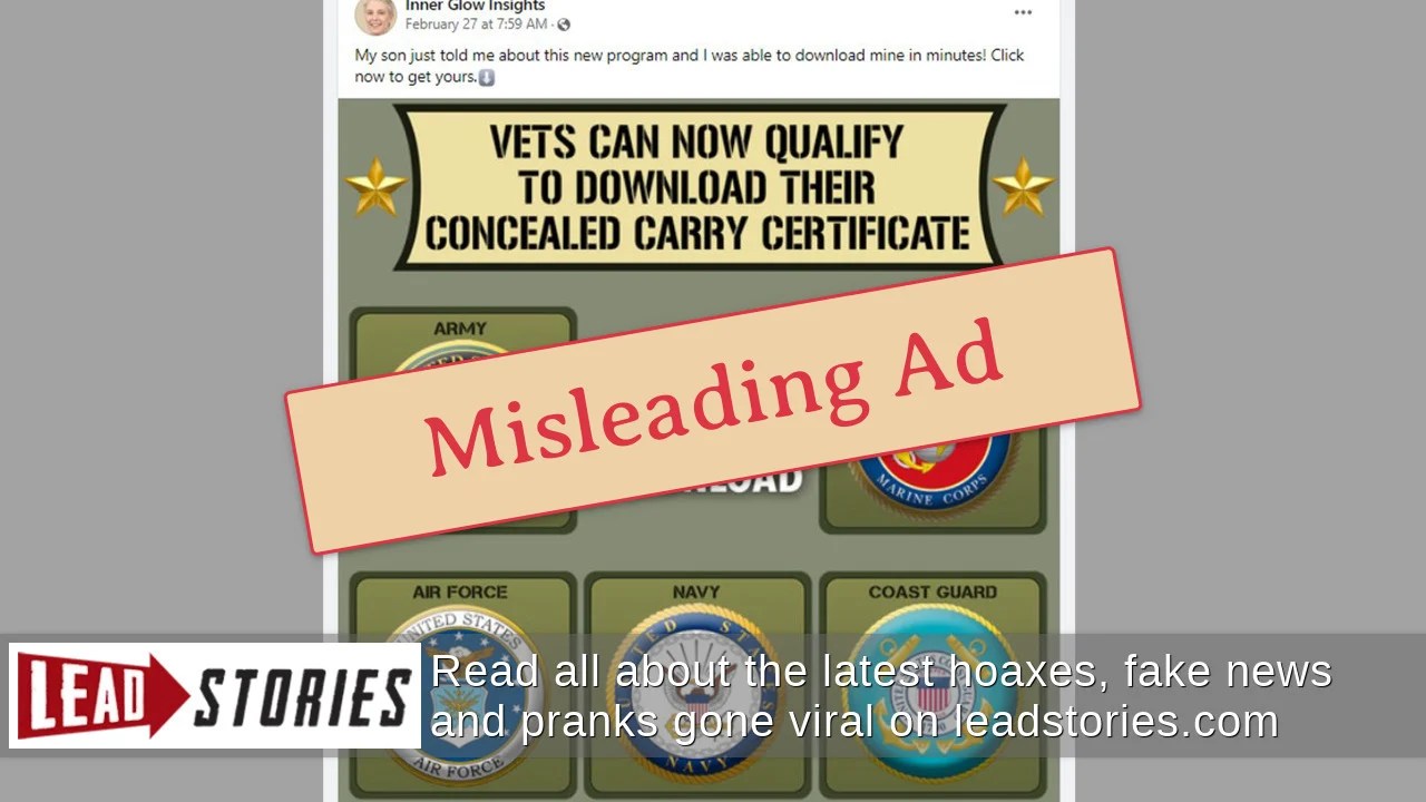 Fact check: online certificate does not qualify veterans for permit to carry concealed firearm