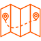 map connecting 2 locations icon