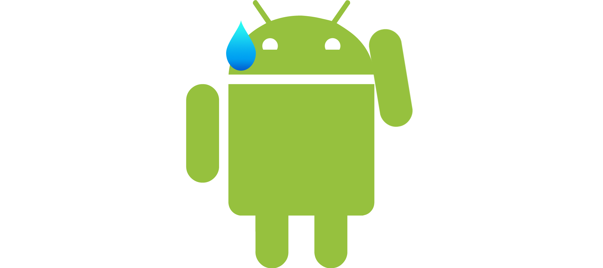 Android mascot nervoisly sweating