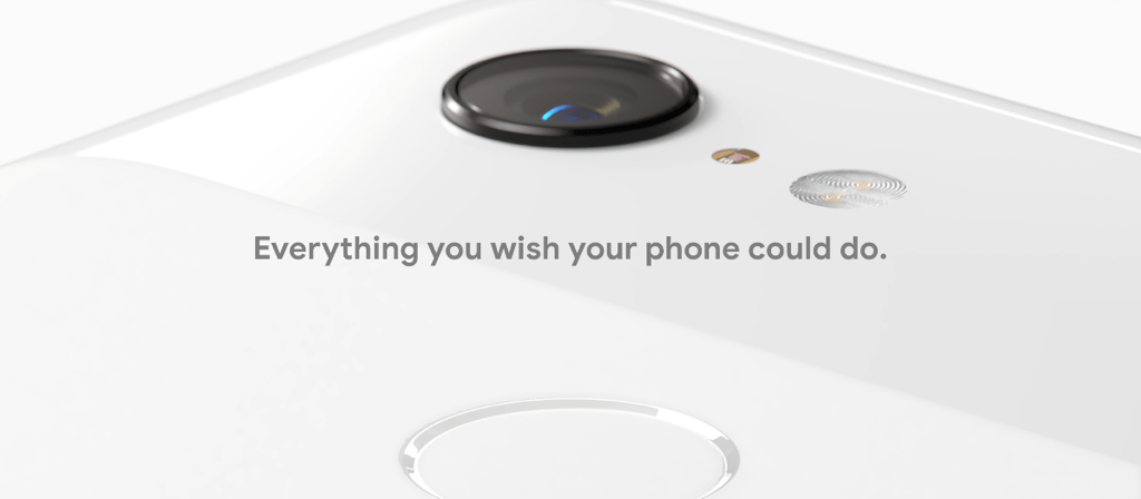 Pixel 3, text on image reads "Everything you wish your phone could do." Zoomed in on Pixel 3 camera
