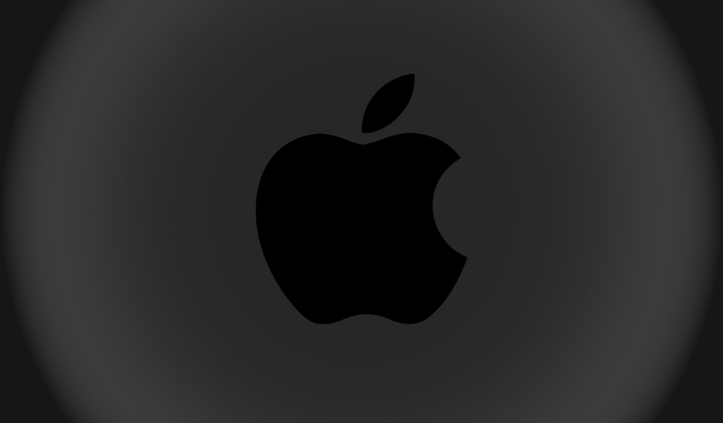 The Apple logo with a dark, ominous background.