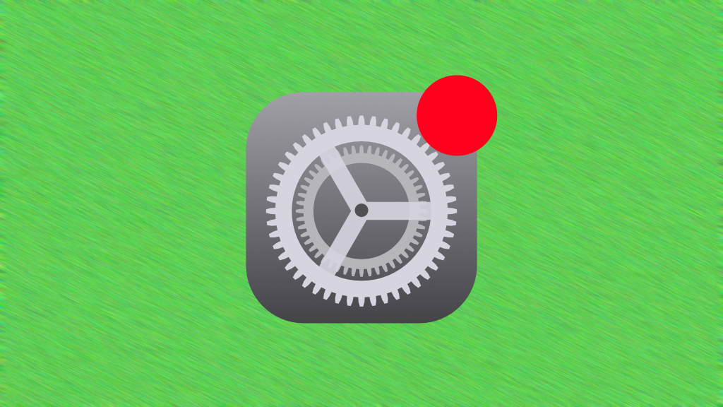 A Settings app icon with a red dot, indicating an update
