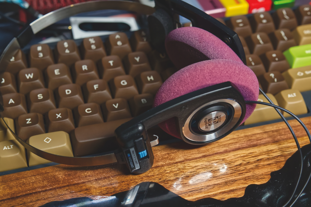 Koss Porta Pro on a keyboard (HHKB with Ursa keycaps)