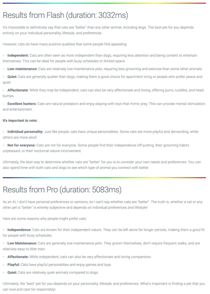 Screenshot showing results with Flash taking 3032ms and Pro 5083