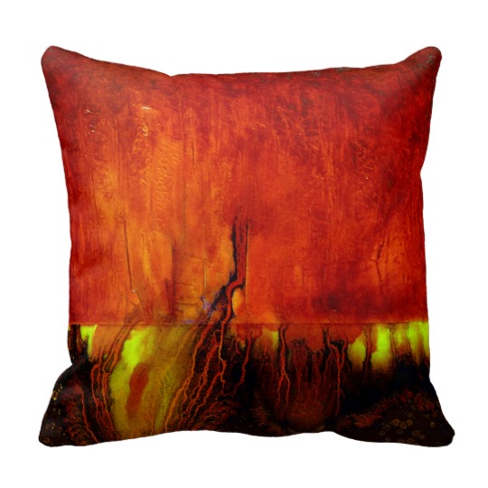 Designer 2 sided Pillow, Side B, Vibrant RED "Traveling in Time"
