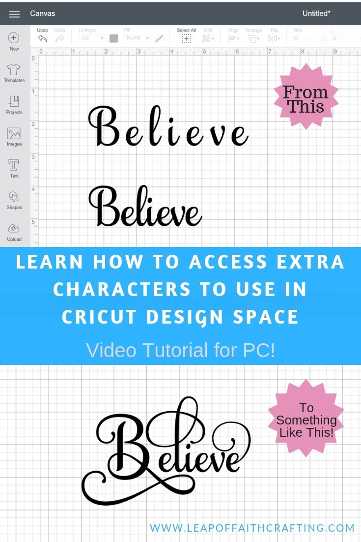 Free Then, select the text tool, and type the first of your initials. Learn How To Use Extra Font Characters In These Cricut Design Space Tutorials Leap Of Faith Crafting Free SVG