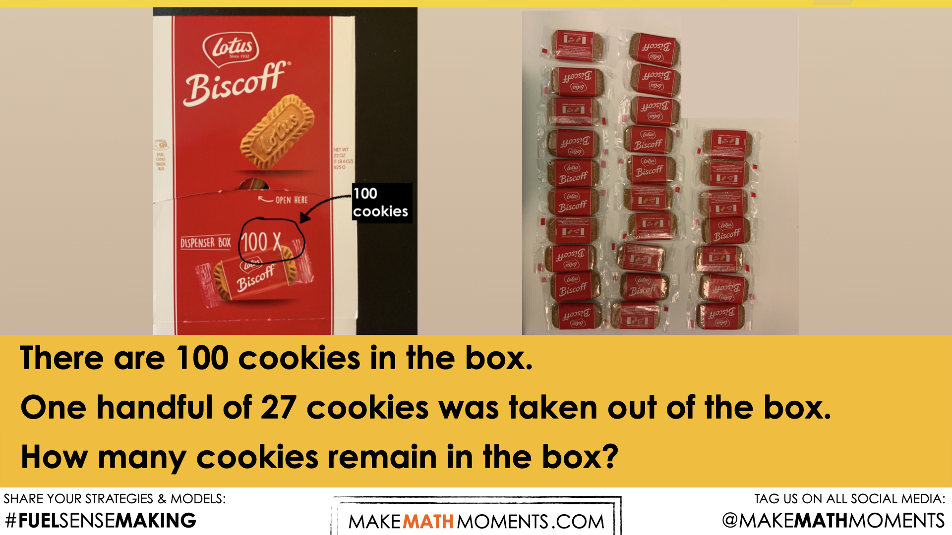 How many cookies? [day 1] subtraction within 100 real world math