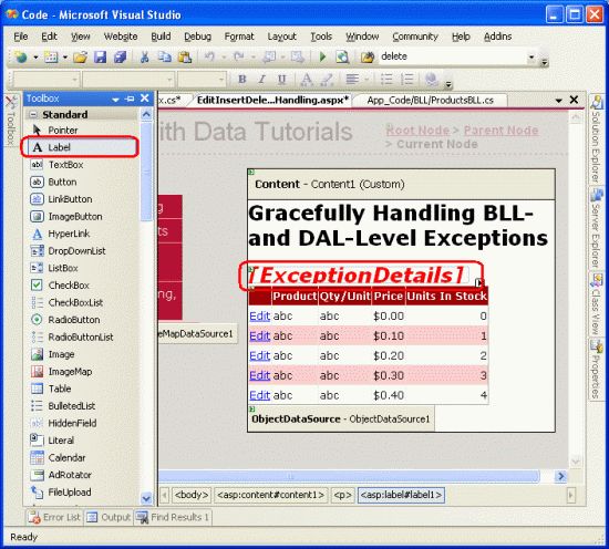 Handling Bll And Dal Level Exceptions In An Asp Net Page C - Premium Light Background Gallery - Retina