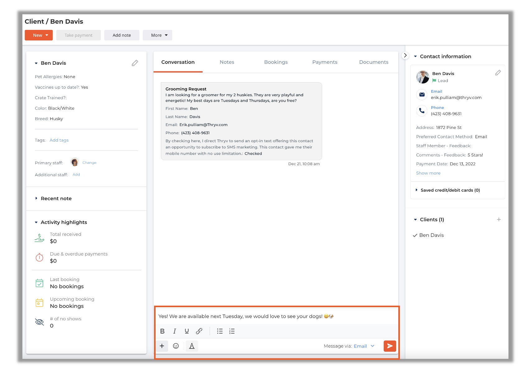 Sending email messages to your customers