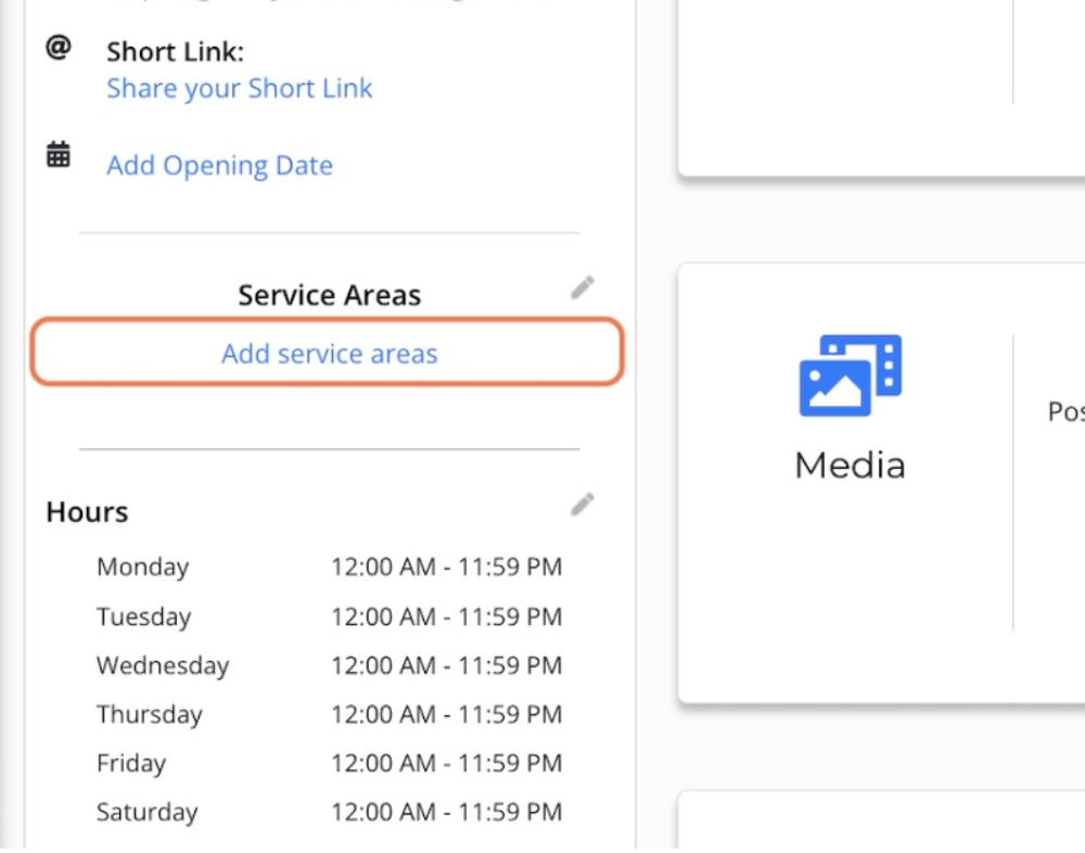 Add service areas to google business profile