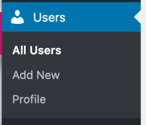 Users menu 