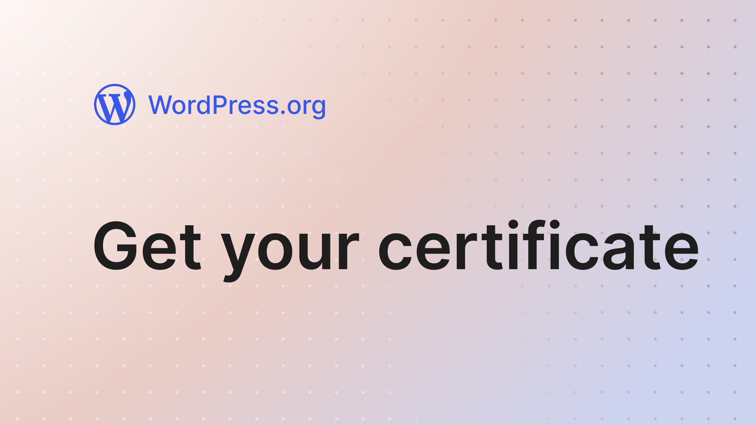 Get your certificate