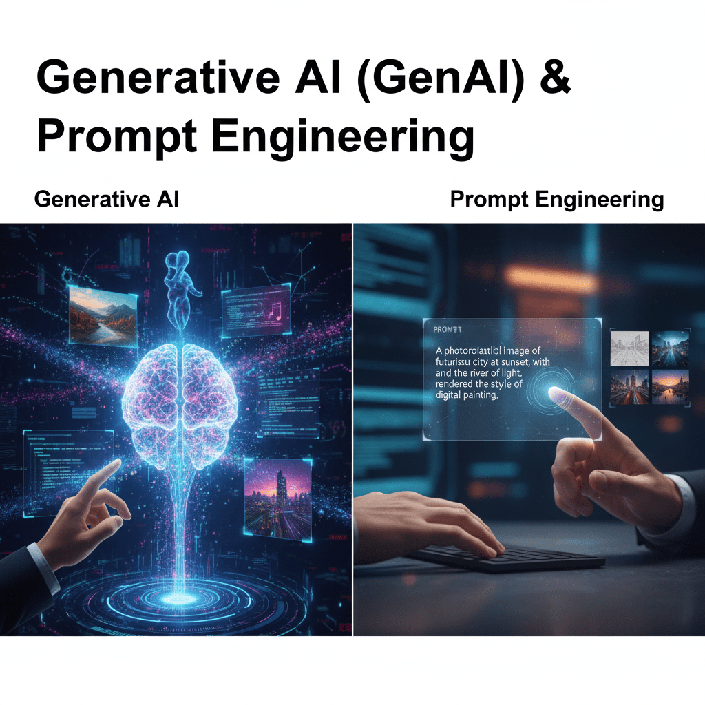 Tech Skills for the Future Nigeria - Generate an image to be used in a blog post for the title below: 3. Generative AI (GenAI) & Prompt Engineering​