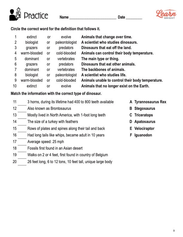 dinosaurs free pdf download learn bright