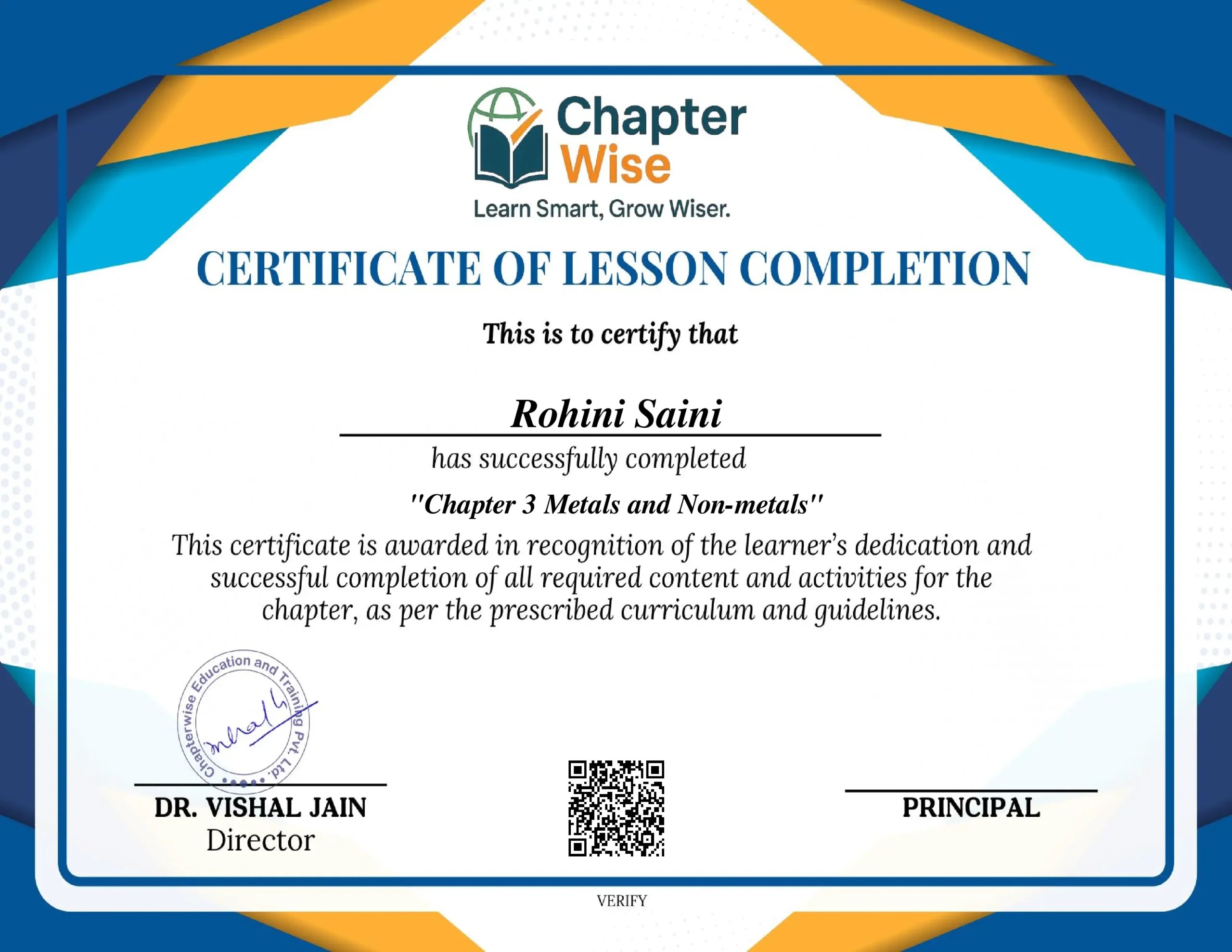 Certificate of Lesson Completion