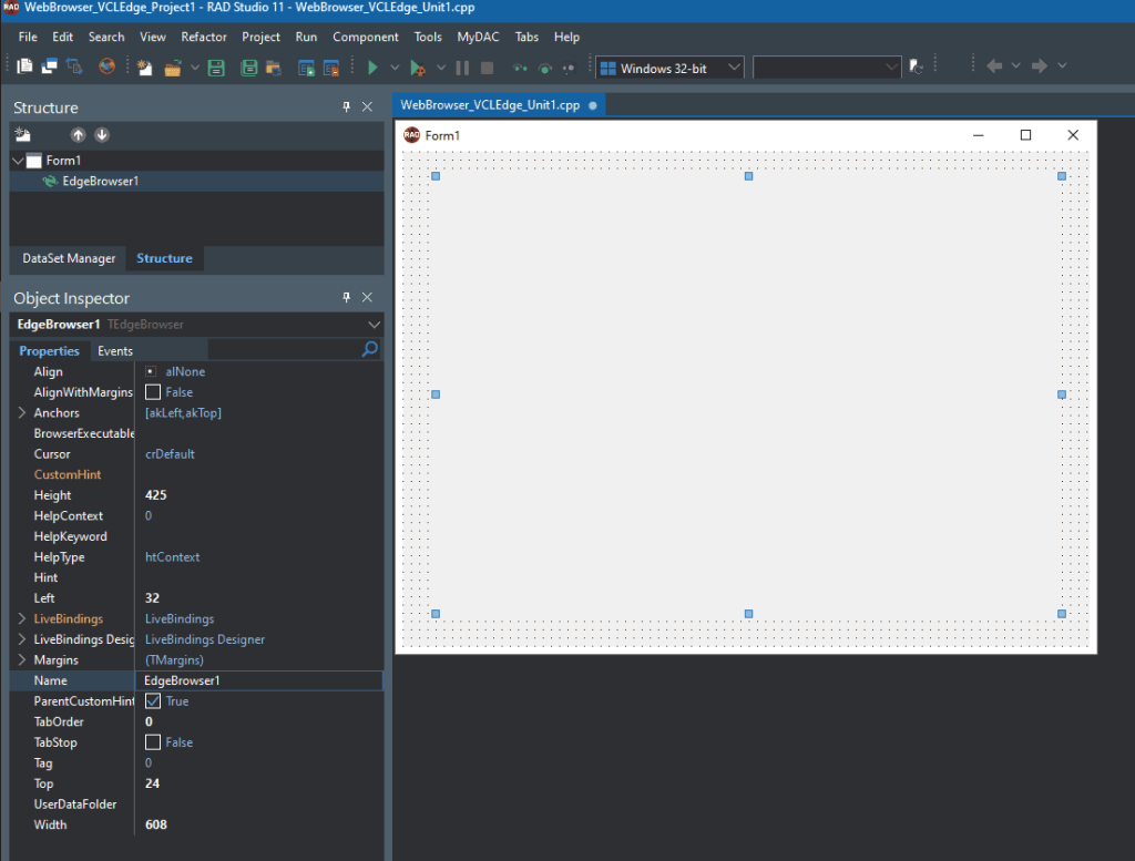 How To Use The MS Edge Browser In A Native Windows C++ App - edge browser in the IDE