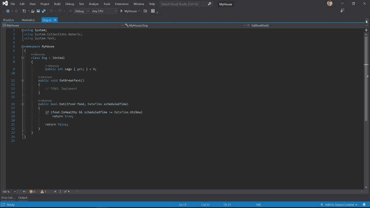 VisualStudio2019 | Learn C++ The Top 5 C++ IDE's And Compilers Available Right Now. A screenshot of Visual Studio.