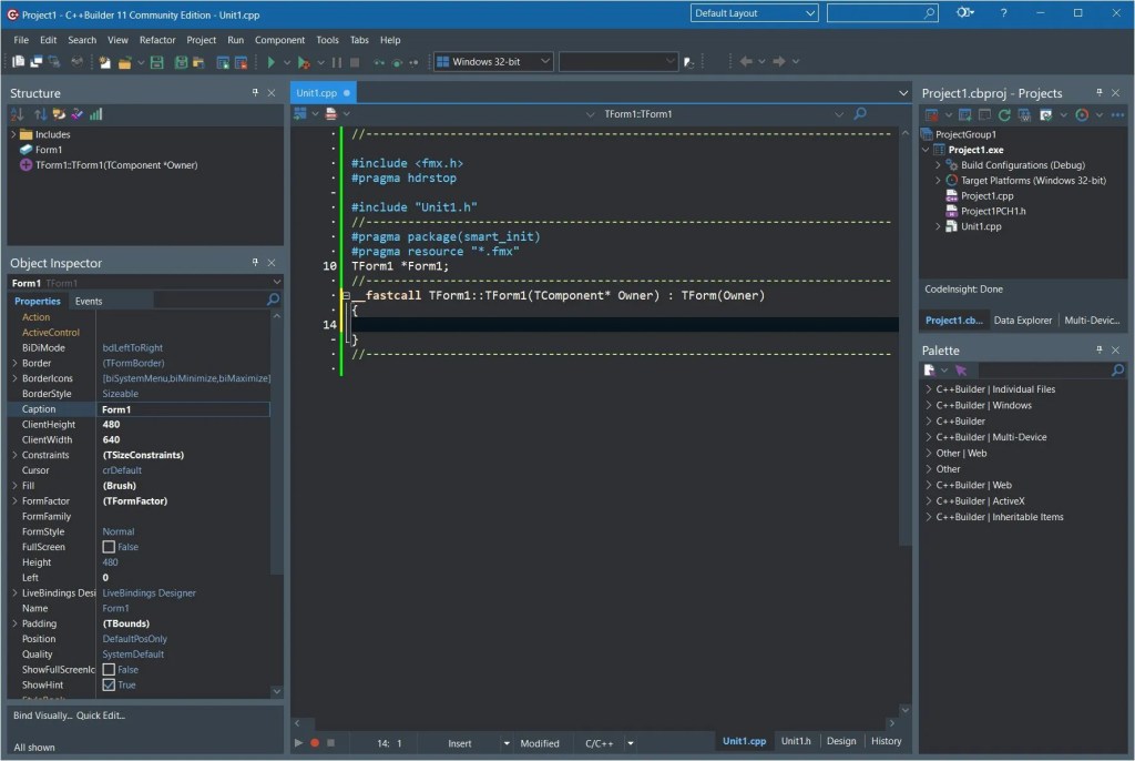 How To Start Learning C++ With C++ Builder CE. The code editor window.