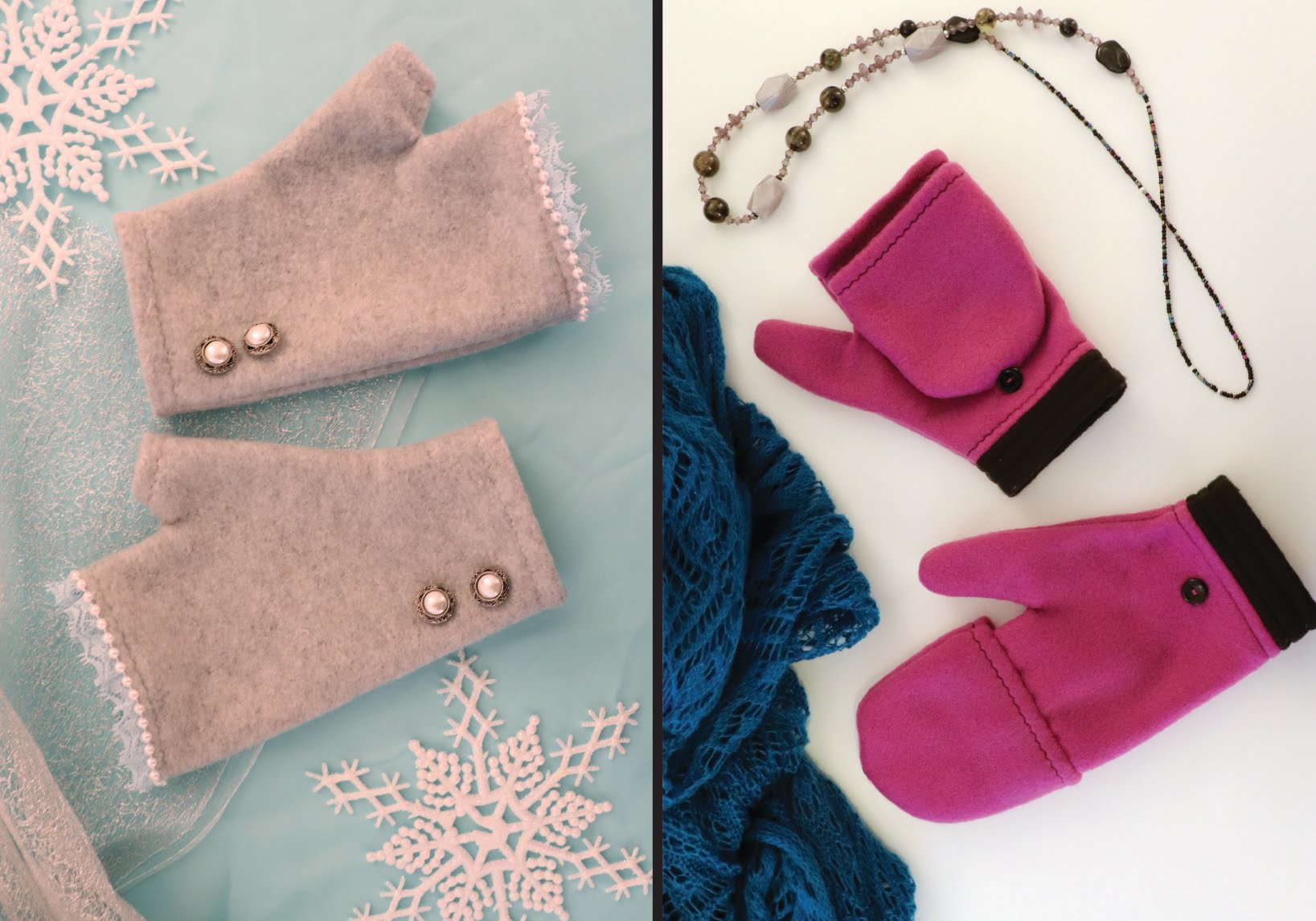 小物 UN3D. FABRIC MIX MITTENS , NECK WARMAR 4 in 1: Winter Wonder Mittens – learncreatesew