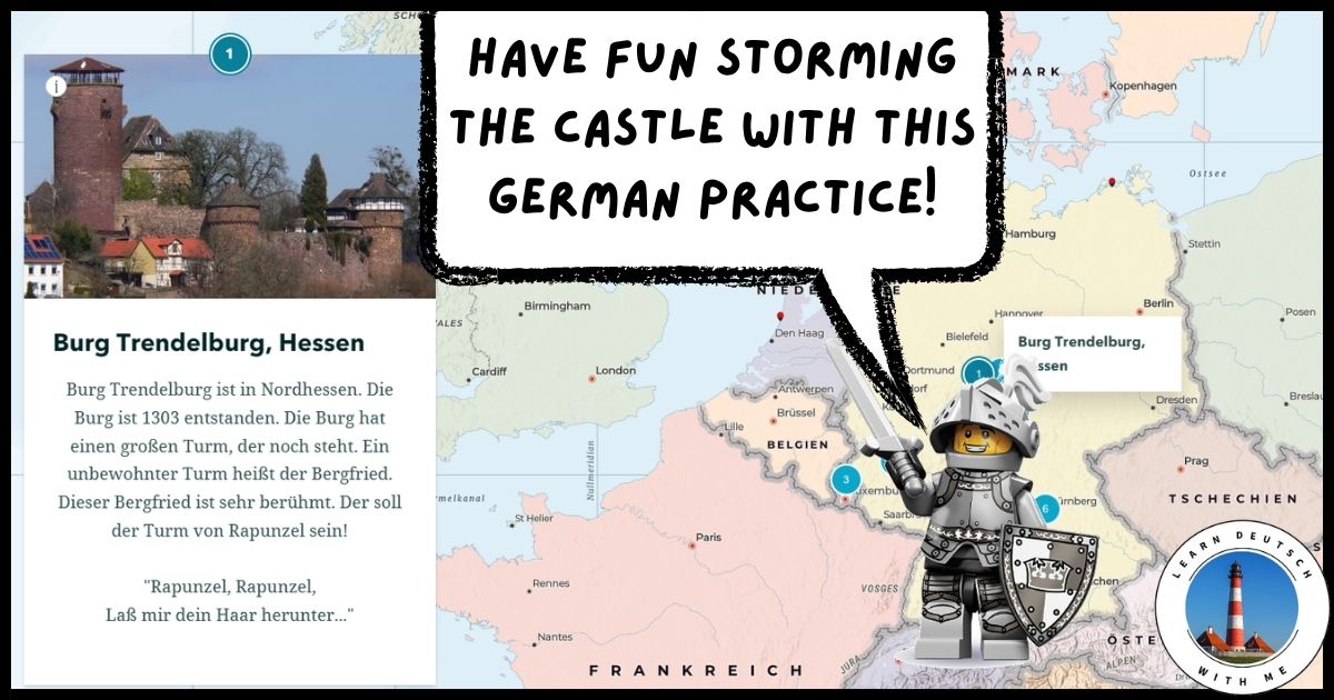 decorative post image showing a knight that says, "Have fun storming the castle with this German practice."