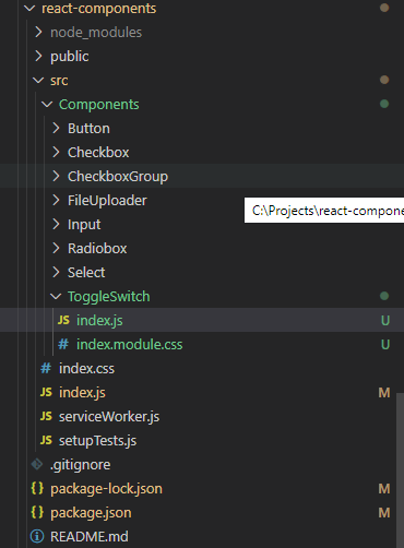 React toggle switch folder structure