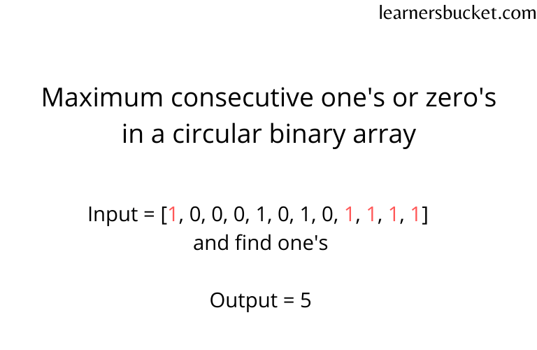Maximum consecutive one's or zero's in a circular array - LearnersBucket