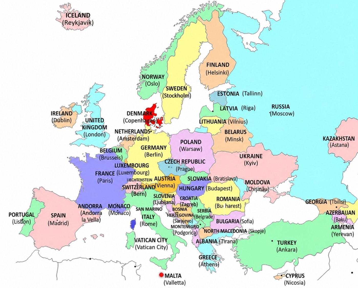Map With The Countries And Capitals Of Europe 2026 Learner Trip Europe Countries Capitals Map 