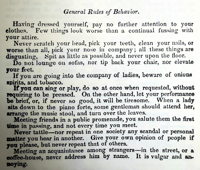 General Rules of Behavior Victorian