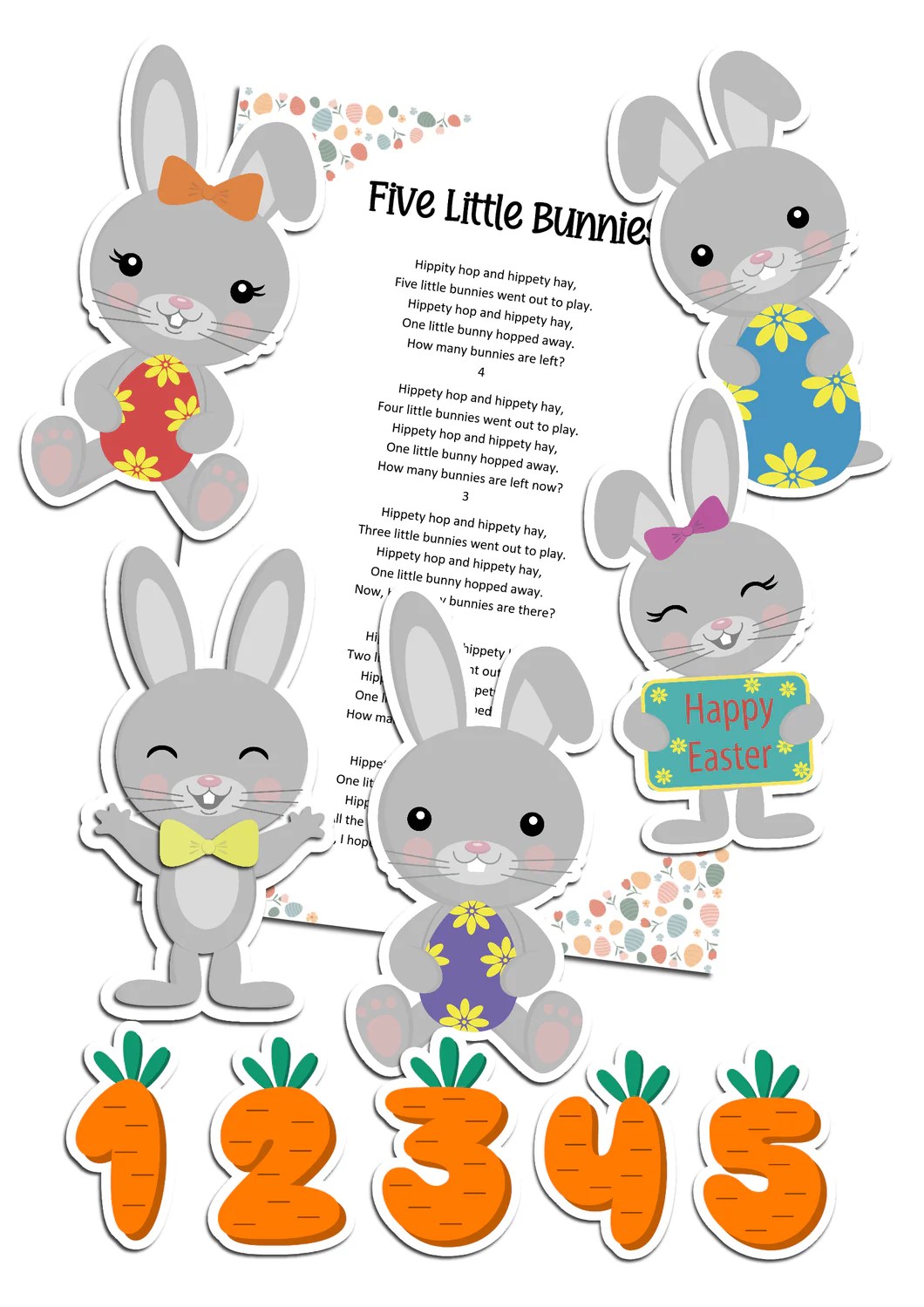 Five Little Easter Bunnies Printable Board Song Learning Differently Nz