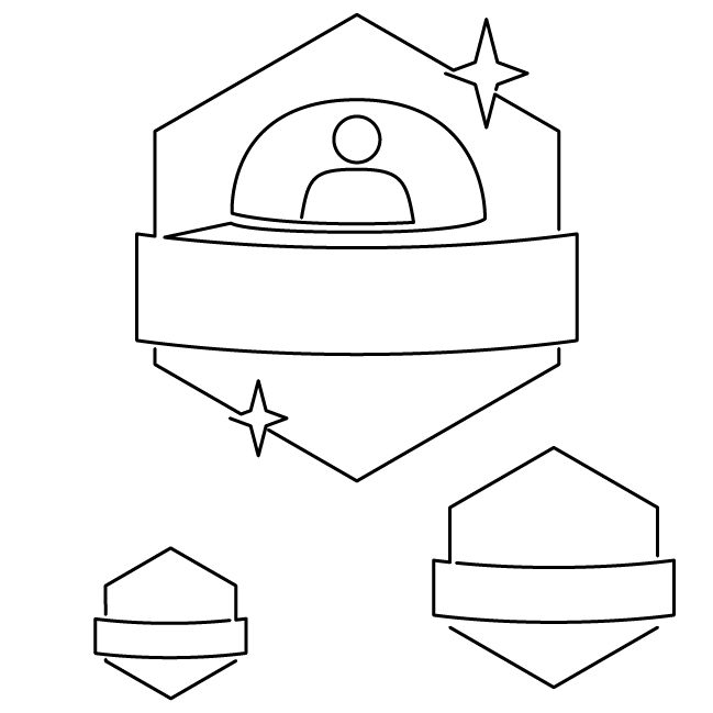 Sketch of three badges.