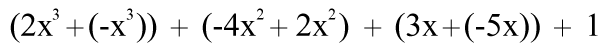 (2x³ + (-x³)) + (-4x² + 2x²) + (3x + (-5x)) + 1 