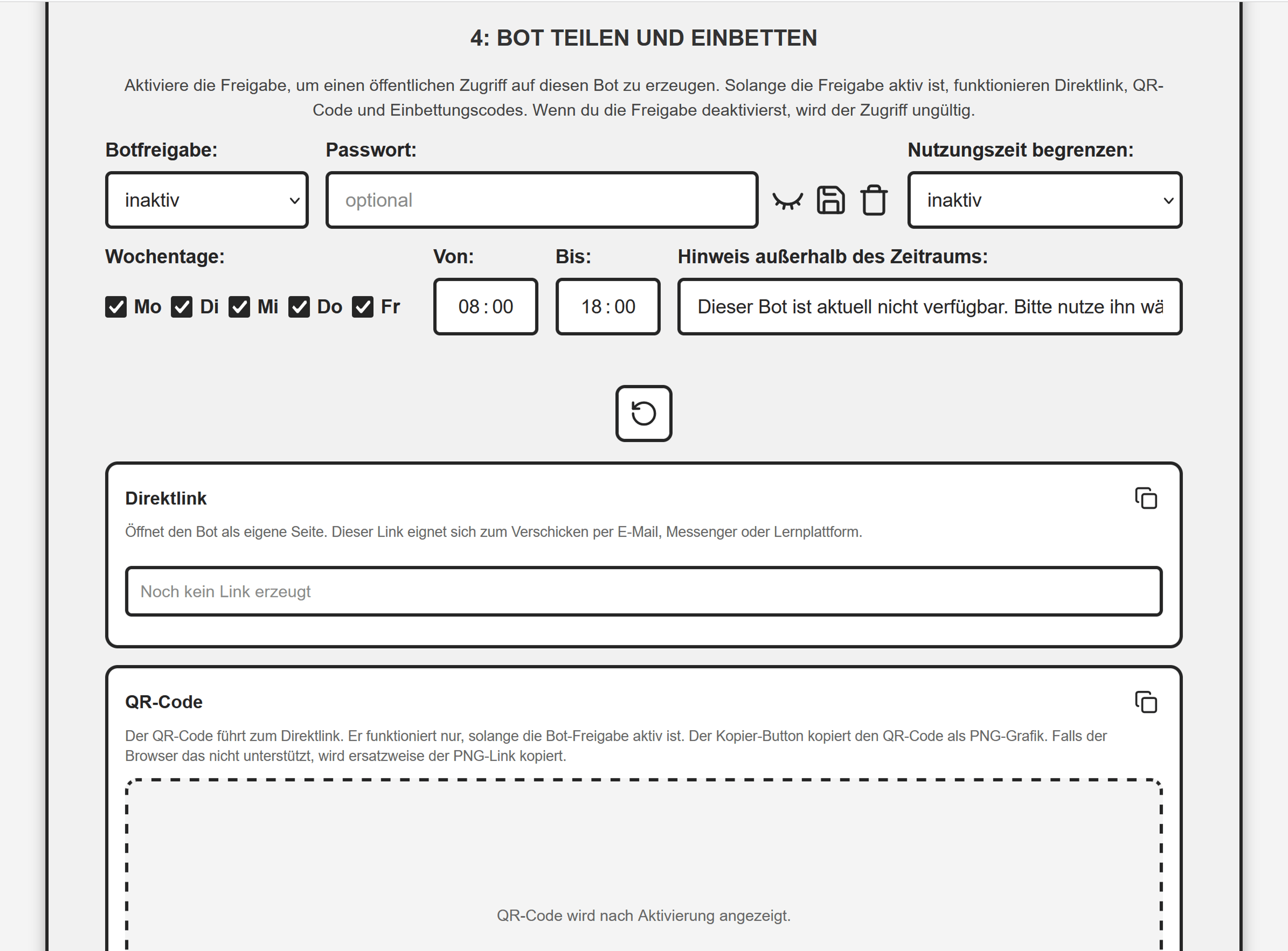 BYOC Bot teilen und einbetten