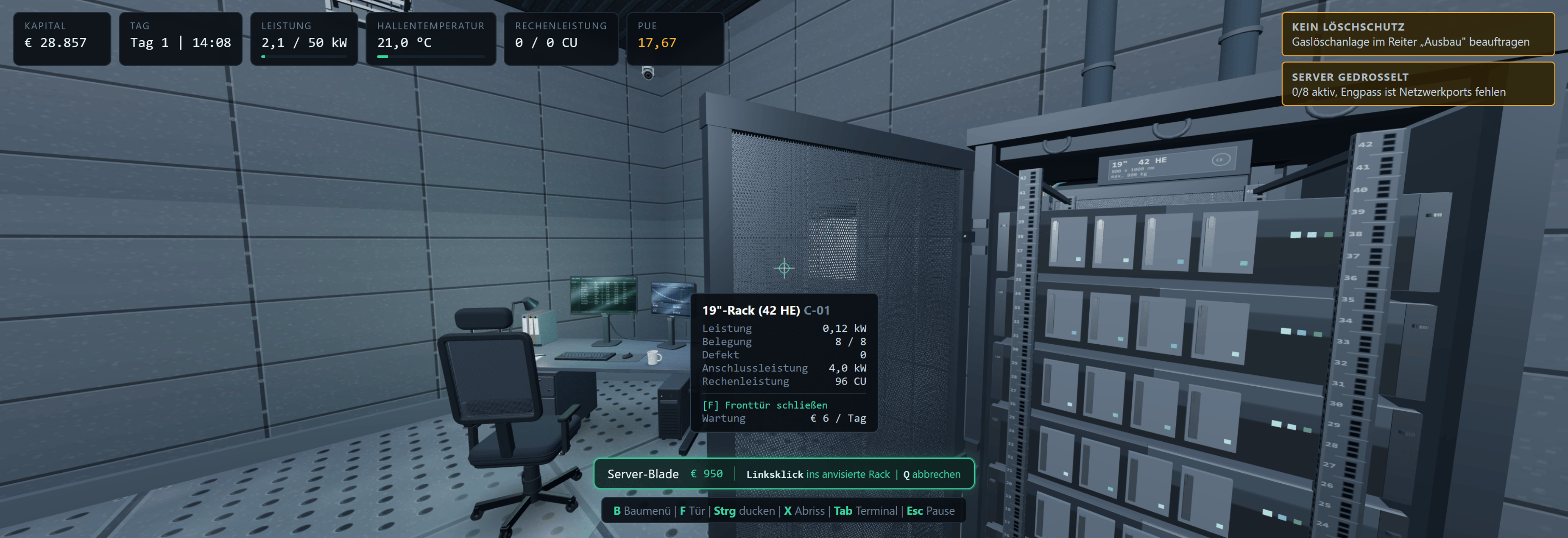 Vorschau der Rechenzentrum-Aufbausimulation für Lernbereich 4 im AI LITERACY LAB