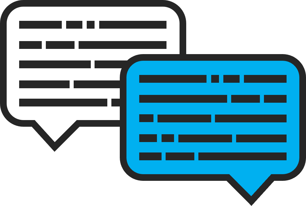 FAQ Logo mit zwei Sprechblasen