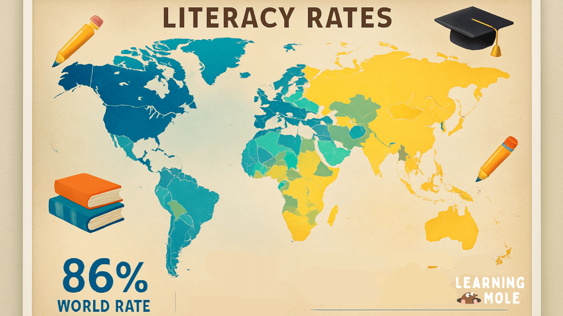 Maths On The Map Calculating Distances And Routes For Efficient Travel Literacy Rates Around The World 