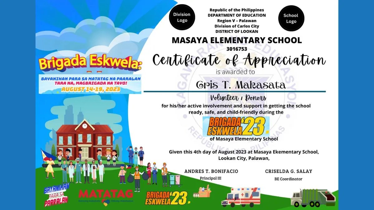 Brigada Eskwela Certificate