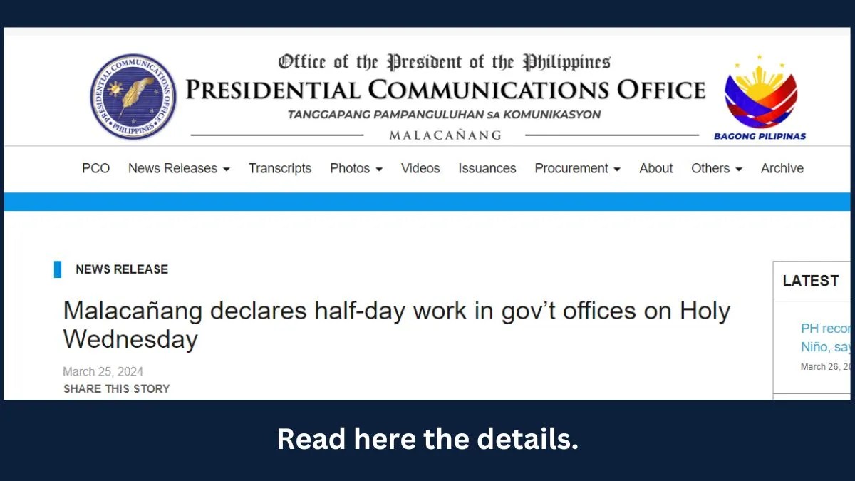 Malacañang declares half-day work in gov’t offices on March 27