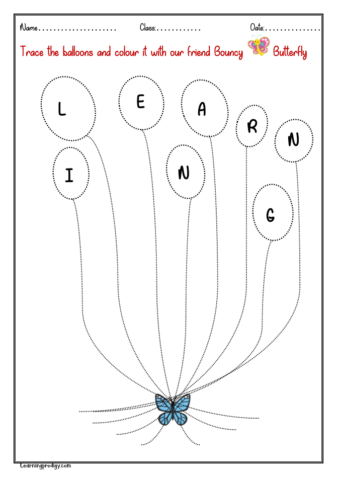 trace and colour the balloons learningprodigy colouring