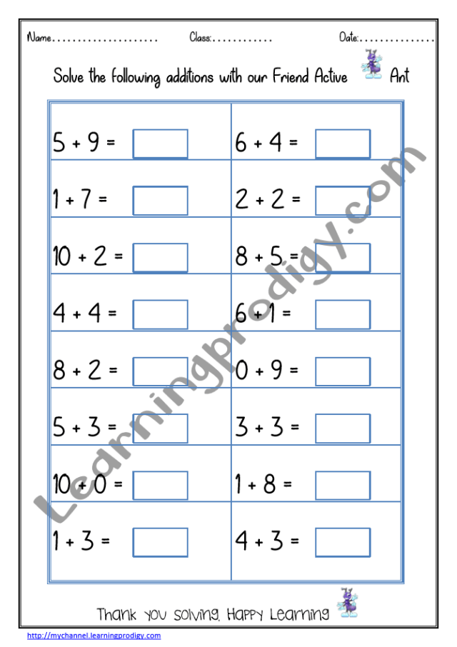 Maths Quick Addition | Single Digit Addition Worksheet for Kids | Free ...