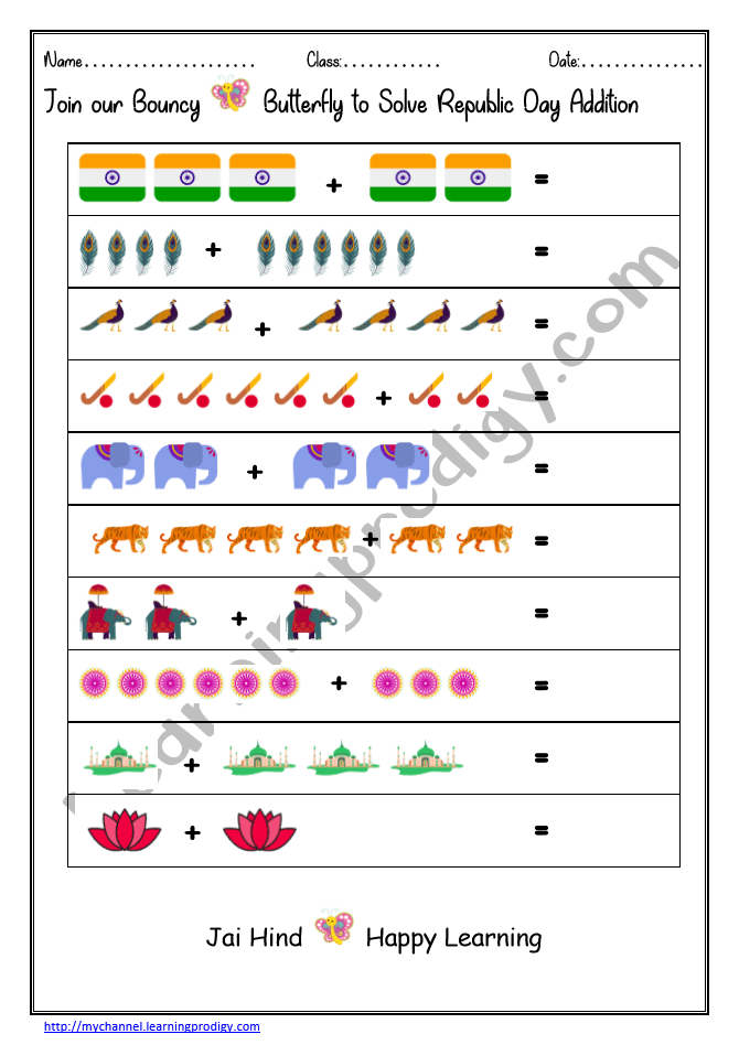 Free Printable Republic Day Math Worksheet for Preschoolers ...