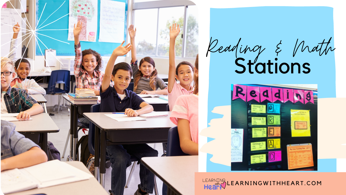 reading and math station board