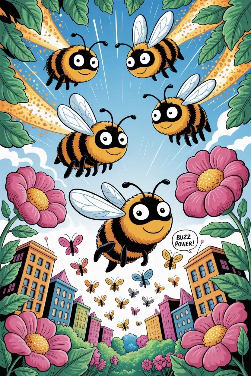 pollinators helping the flowers illustration