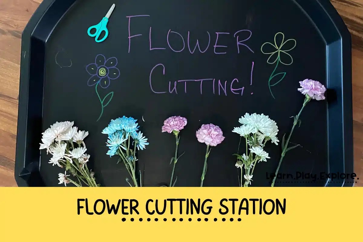 Easy Fine Motor Flower Cutting Station for Toddlers
