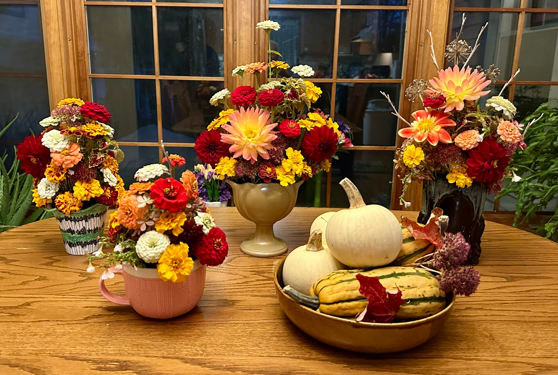 Four fall flower arrangements