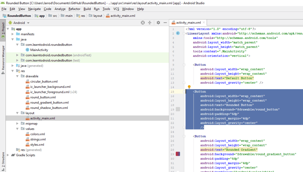 How to Create Rounded Corners for a Button in Android – Learn to Droid