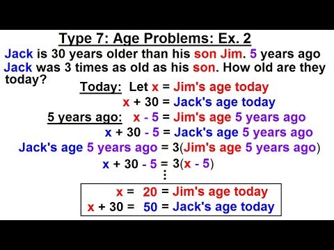 Age Word Problems in Algebra