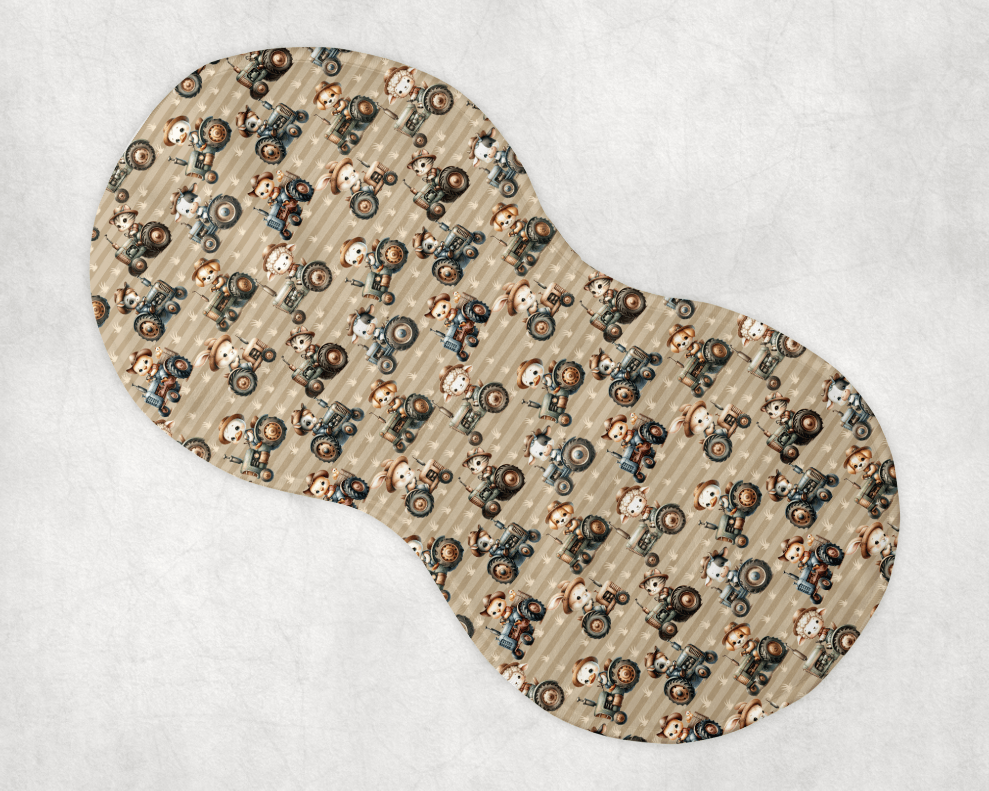 Animals Driving Tractor Pattern Burp Cloth Mockup