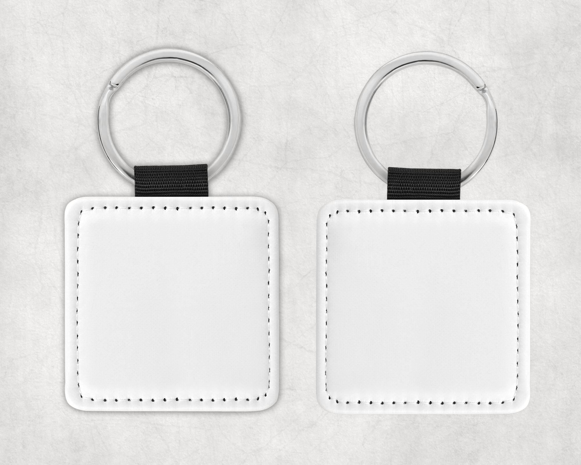 Custom Printed Faux Leather Square Keychain