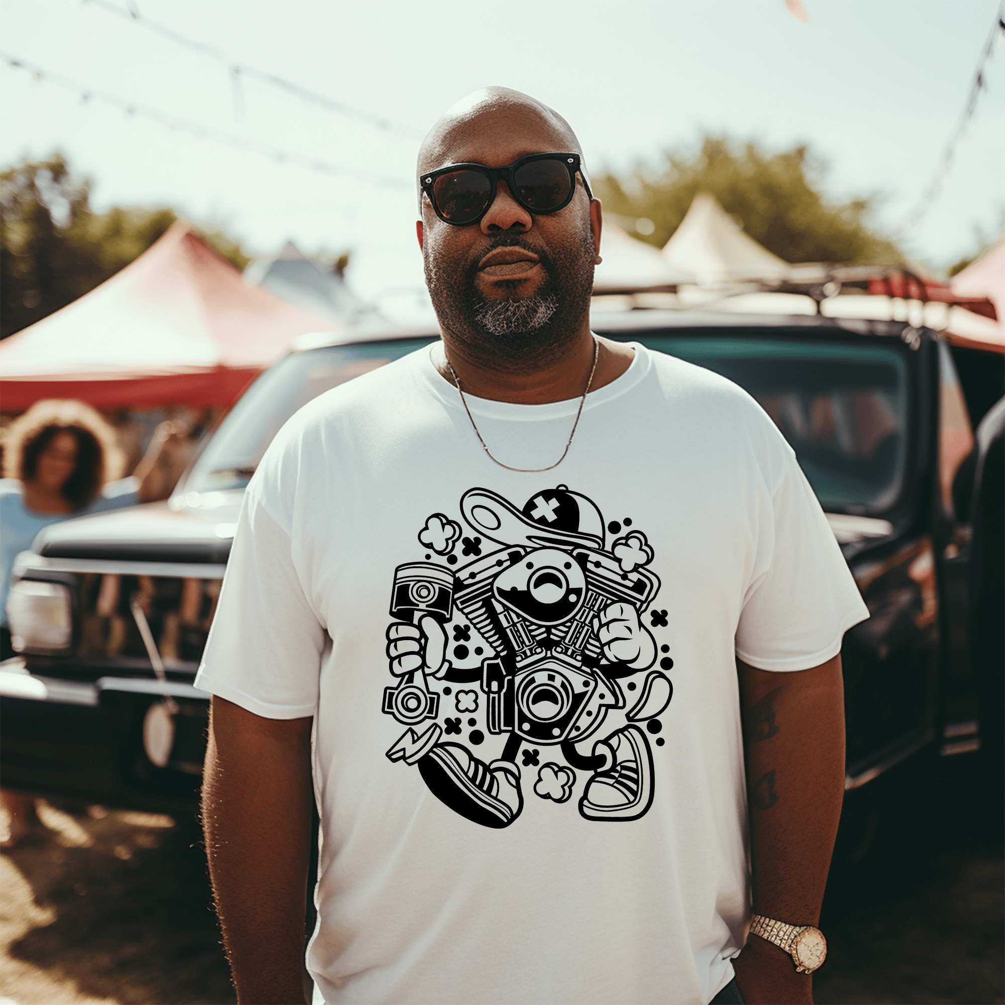 Cartoon Engine Character Shirt Mockup